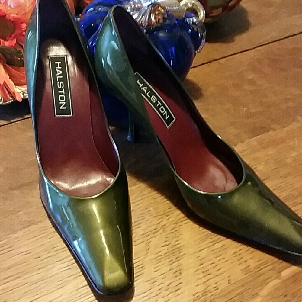 Authentic Halston patent pumps